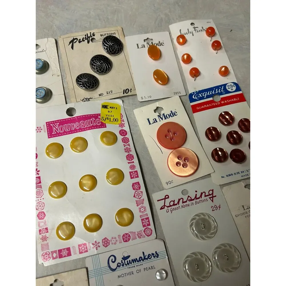 Vintage‎ Buttons Full Cards Assorted Shapes, Sizes, Styles and Brands NOS
